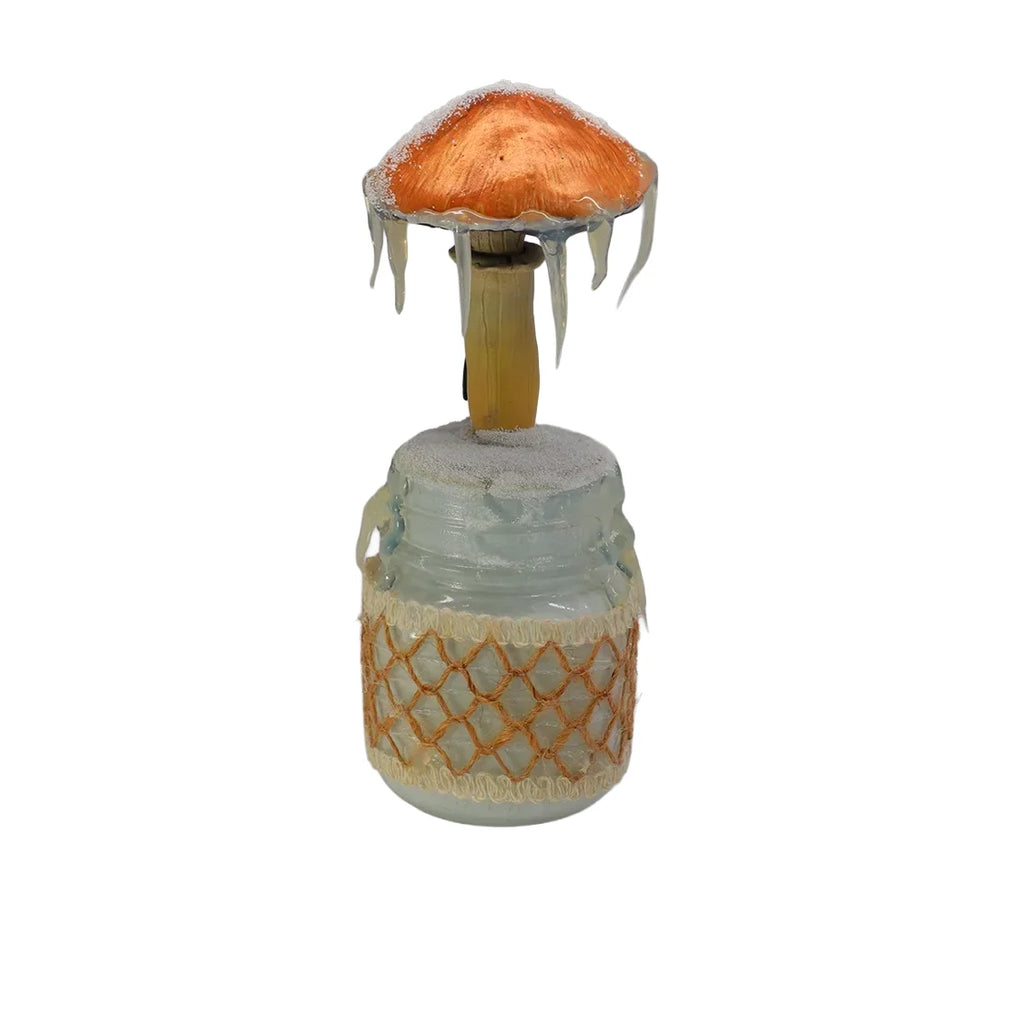SPY26M8E • Snowy Icy Cap Mini-Mason Jar with Textile Embroidery