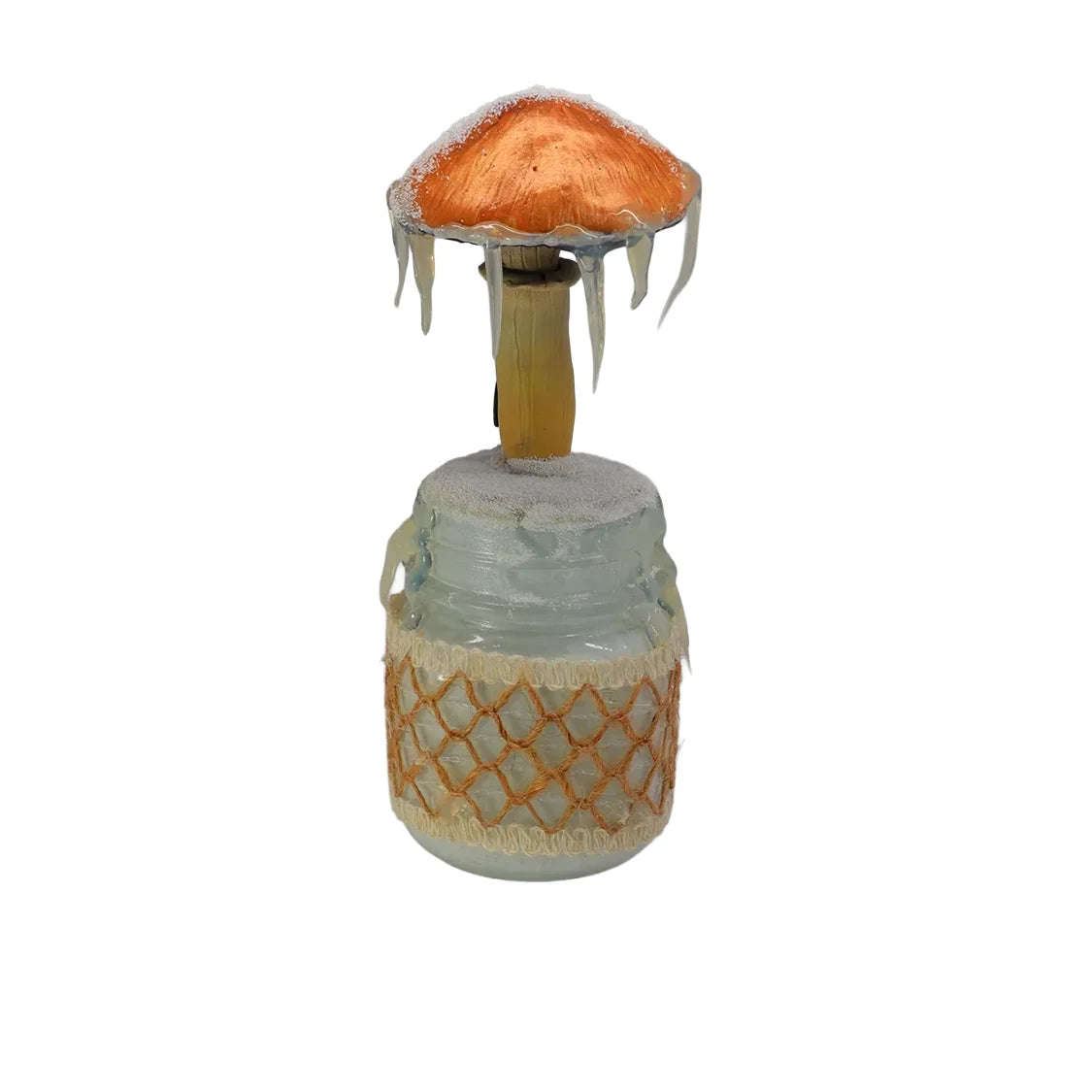 SPY26M8E • Snowy Icy Cap Mini-Mason Jar with Textile Embroidery