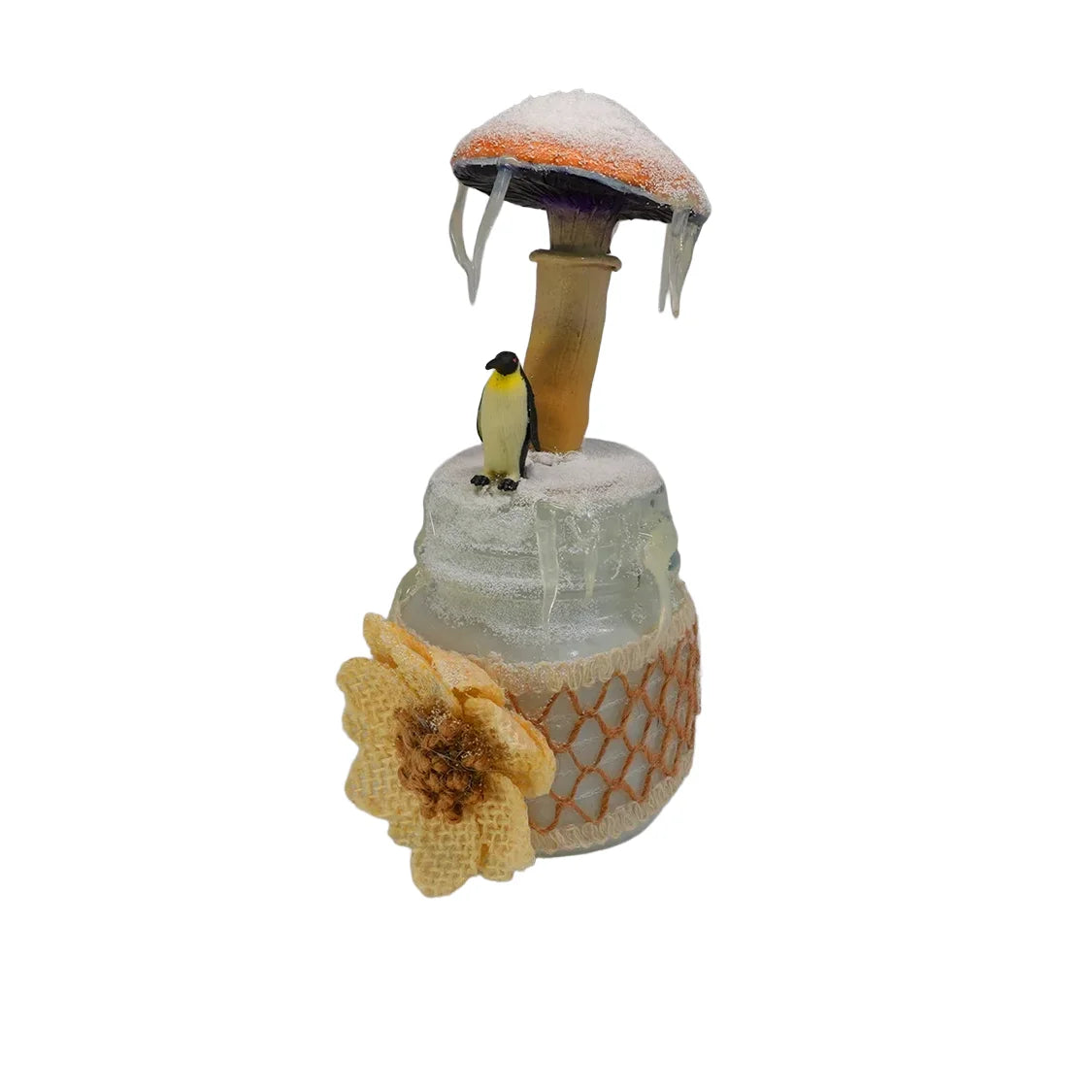 SPY26M8E • Snowy Icy Cap Mini-Mason Jar with Textile Embroidery