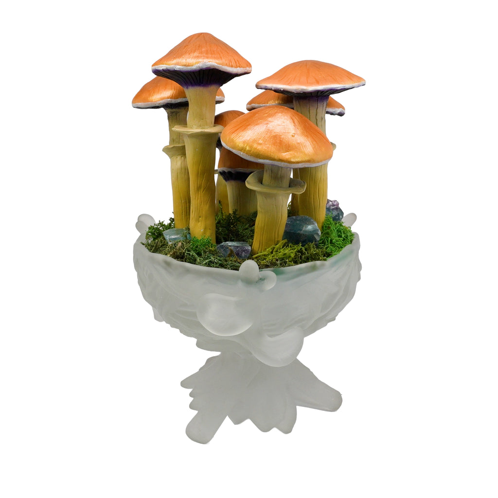 SPY2026L1 • Magic Mushroom Constellation Raised Goblet Decor with Raw Flourite • Handmade