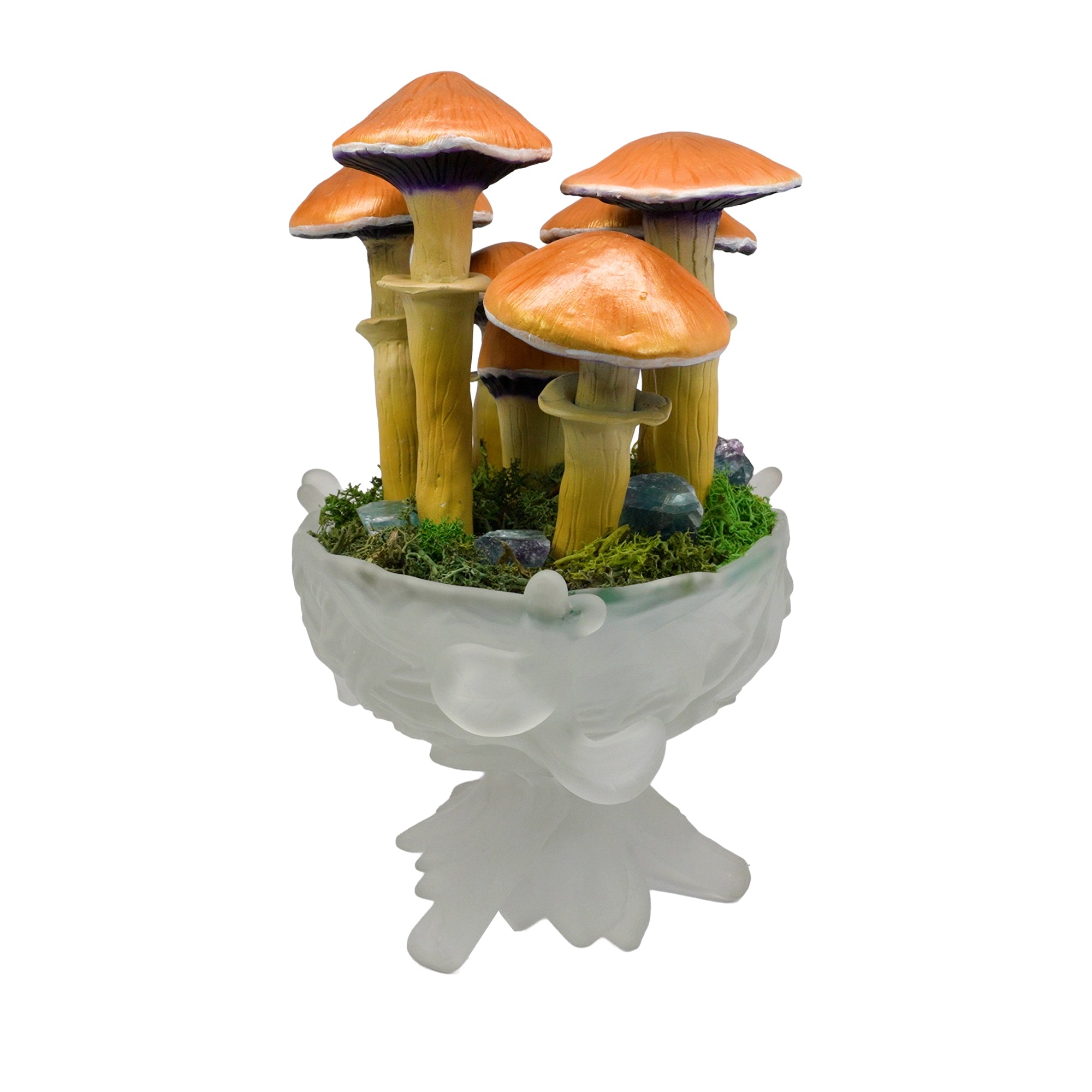SPY2026L1 • Magic Mushroom Constellation Raised Goblet Decor with Raw Flourite • Handmade