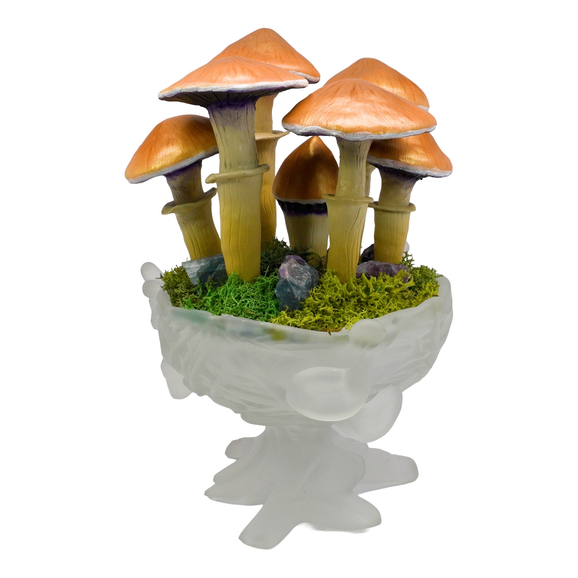 SPY2026L1 • Magic Mushroom Constellation Raised Goblet Decor with Raw Flourite • Handmade