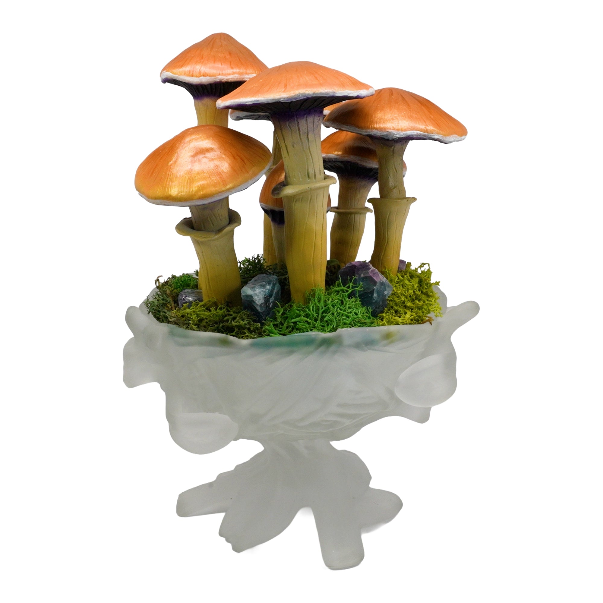 SPY2026L1 • Magic Mushroom Constellation Raised Goblet Decor with Raw Flourite • Handmade