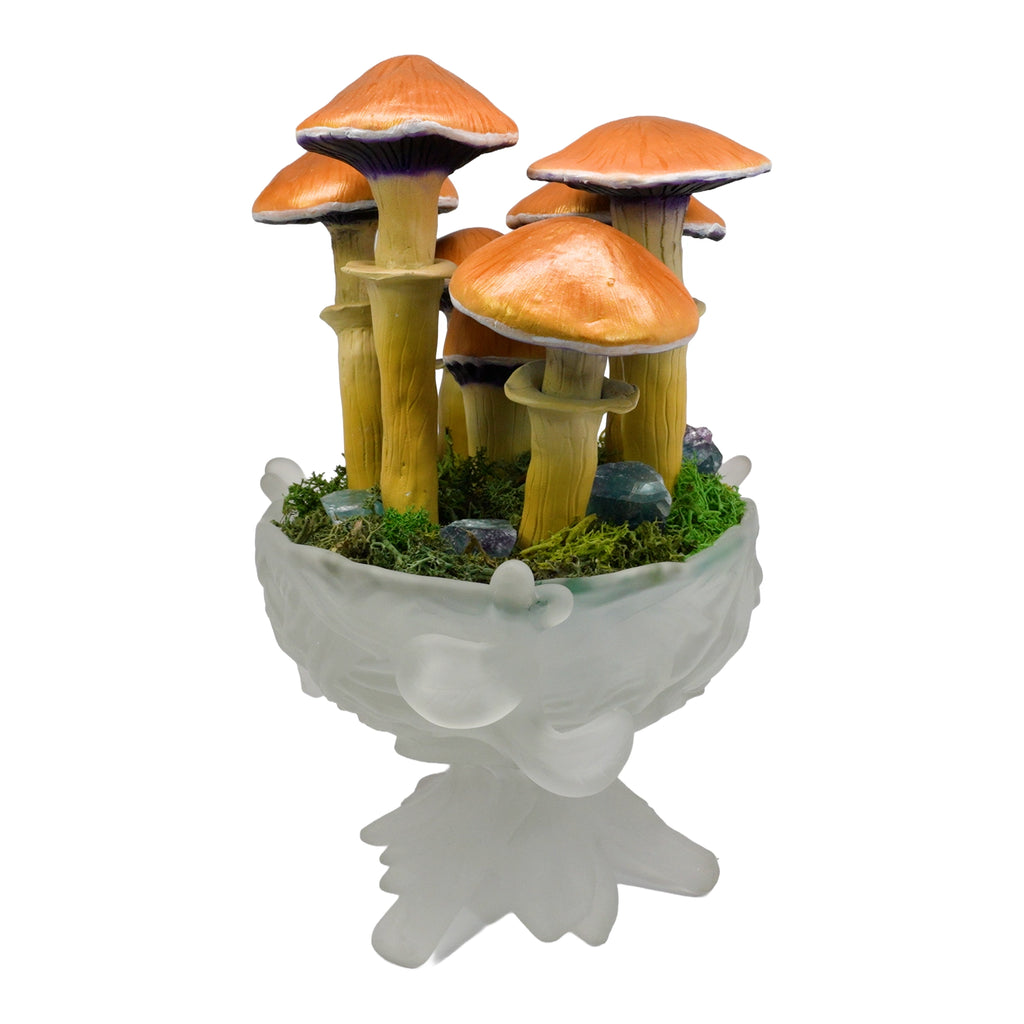 SPY2026L1 • Magic Mushroom Constellation Raised Goblet Decor with Raw Flourite • Handmade