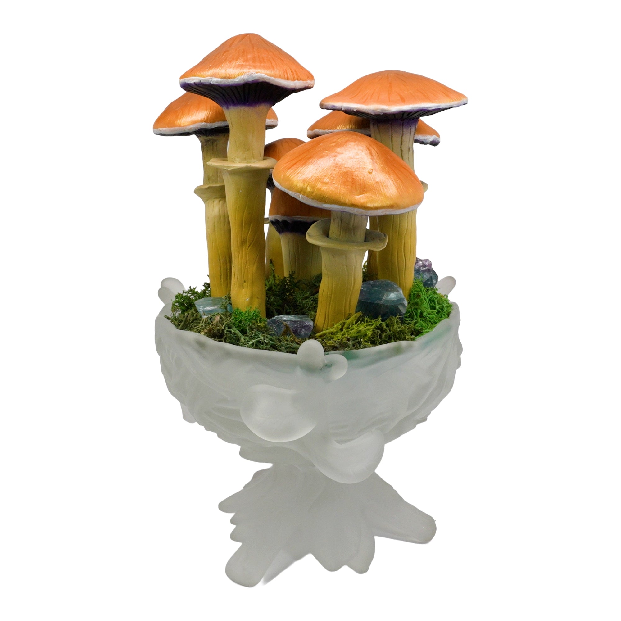SPY2026L1 • Magic Mushroom Constellation Raised Goblet Decor with Raw Flourite • Handmade