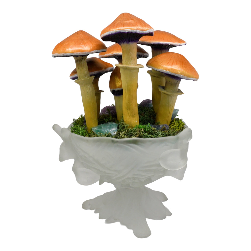 SPY2026L1 • Magic Mushroom Constellation Raised Goblet Decor with Raw Flourite • Handmade