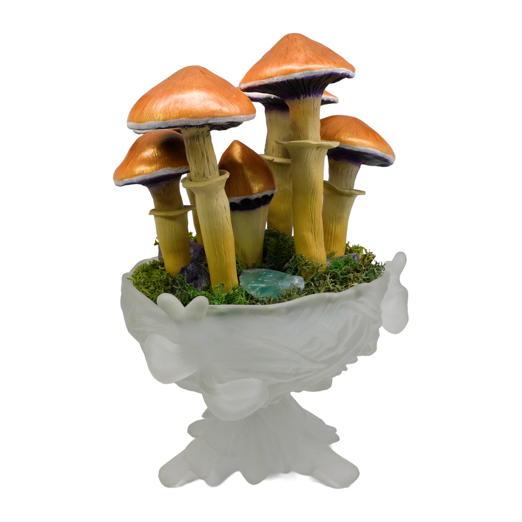 SPY2026L1 • Magic Mushroom Constellation Raised Goblet Decor with Raw Flourite • Handmade