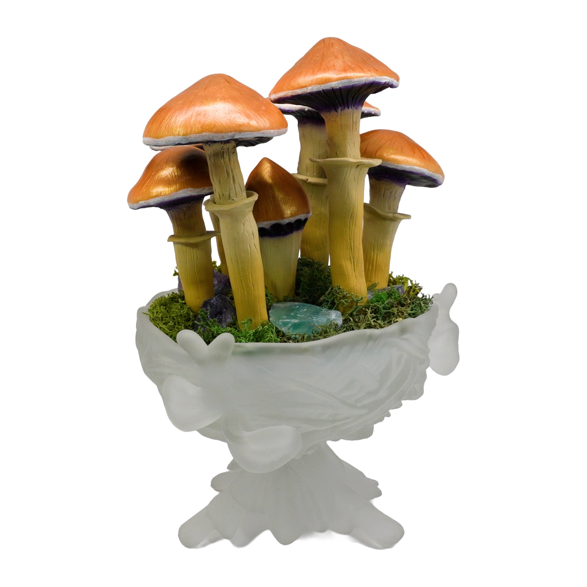 SPY2026L1 • Magic Mushroom Constellation Raised Goblet Decor with Raw Flourite • Handmade