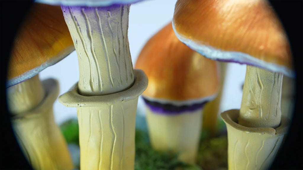SPY2026L1 • Magic Mushroom Constellation Raised Goblet Decor with Raw Flourite • Handmade